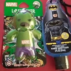 HULK & BATMAN lip & sanitizer lot 2 items